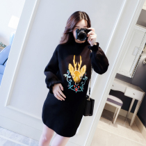 Maternity sweater autumn and winter new 2022 thickened knitted bottoming shirt pregnancy loose maternity clothes winter top