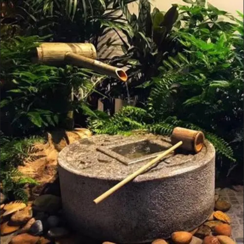 Stone Carving Japanese-Style Flowing Water Stone Bowl Circulating Water Landscaping Copper Coin Fountain Courtyard Outdoor Landscape Water Spray Stone Ornament