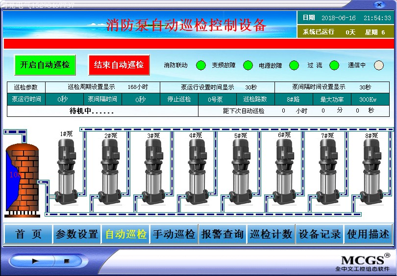 Fire pump inspection cabinet controller 7 inch touch screen plus PLC control 2-8 pumps with water test control device