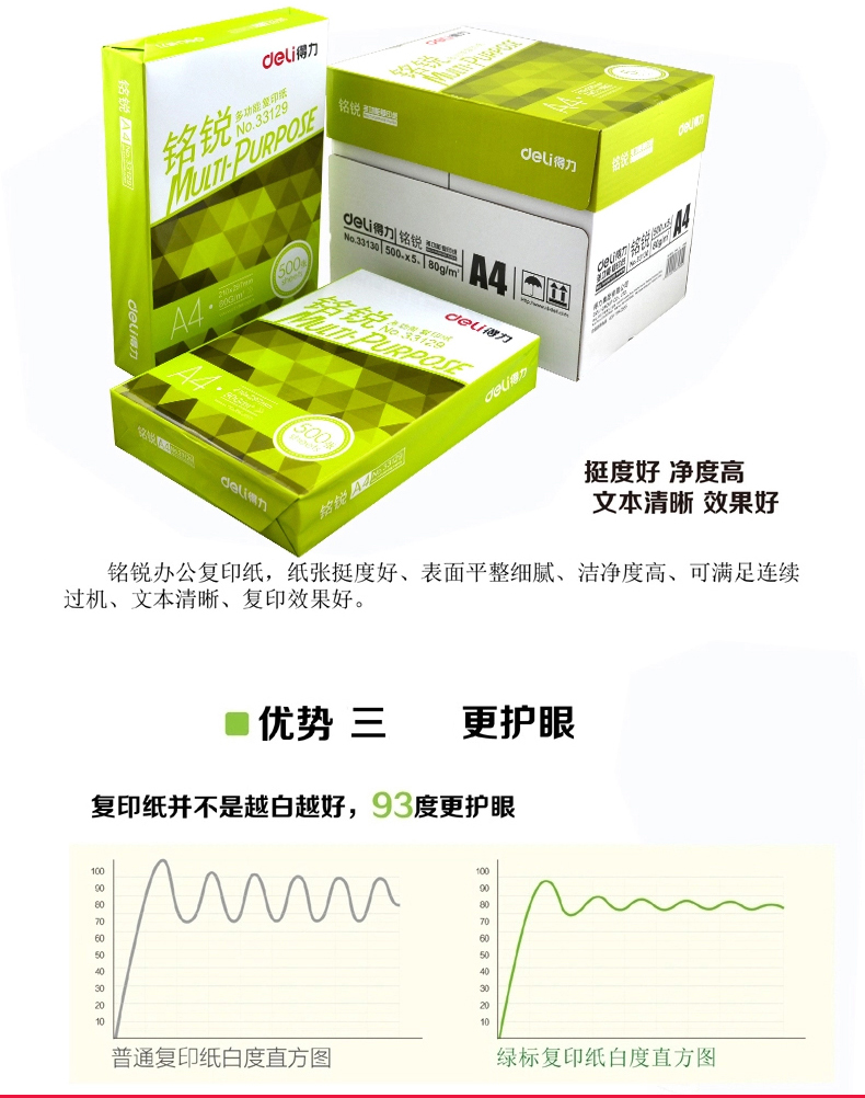 Giấy sao chép hiệu quả 33130 Mingrui sao chép giấy A4 80g 5 gói Giấy văn phòng Mingrui In giấy trắng giấy văn phòng