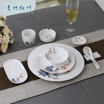 Ceramic tableware hotel restaurant table restaurant table set table tableware table table green bamboo red leaves