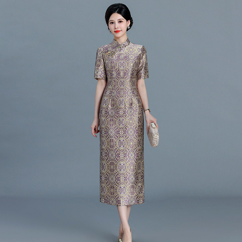 👰♀️宋锦旗袍婚宴礼服,小个妈妈必备高贵气质显瘦裙裾裙裾裙裾👸-旗袍-淘宝好物网