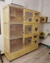 Cat villa solid wood luxury cat cage cat cabinet cat house cat apartment custom glass display cabinet luxury double-layer three-layer