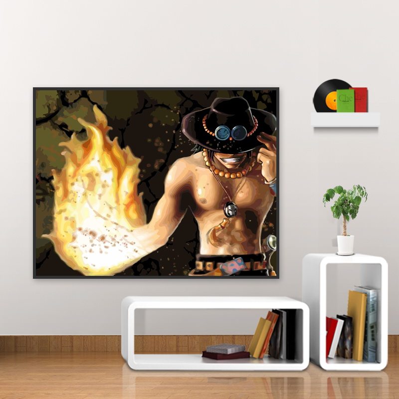 diy digital oil painting cartoon cartoon sea thief Wang Rufu living-room bedroom decorative oil color painting adult decompression hand drawing