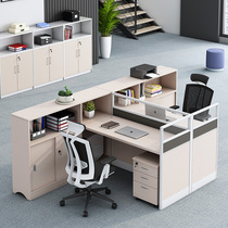 2 - person desk office financial table T - screen station card staff desk desk - chair combination