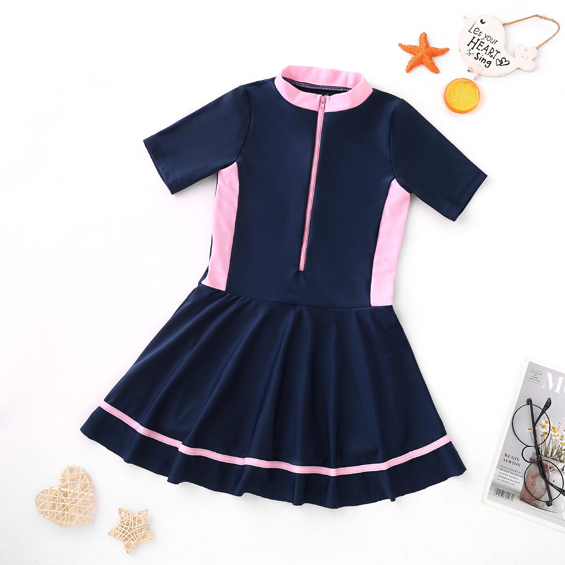 2021 Winter Children's Hot Spring Swimsuit Girls' Swimsuit One-piece Children's Conservative Girls Primary School Swimsuit