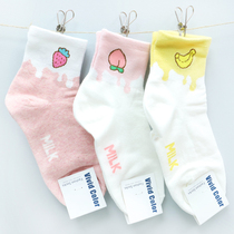 Korea vivid color cotton cotton Fruit Banana Apple strawberry cherry sweet cute cute socks women socks