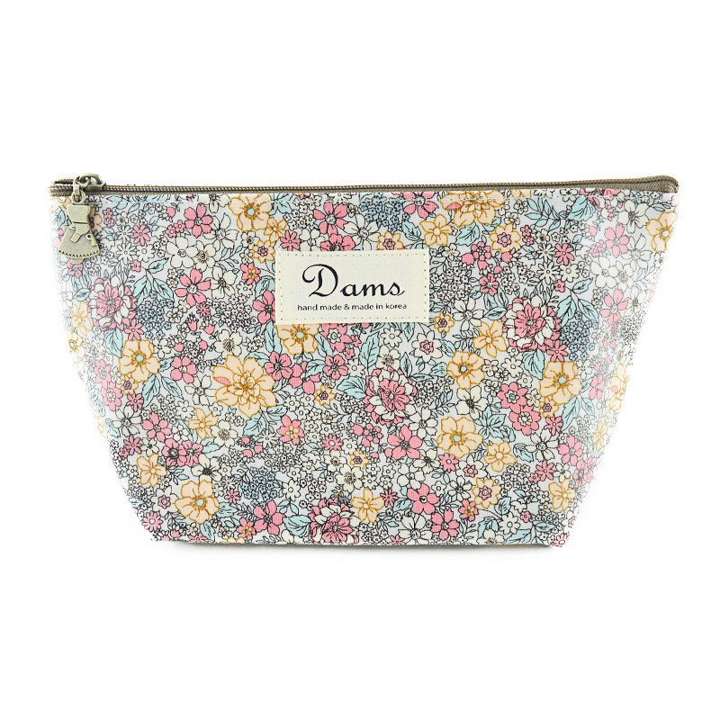 South Korea imported DAMS fresh and elegant flowers waterproof cosmetic bag storage bag Wash bag simple