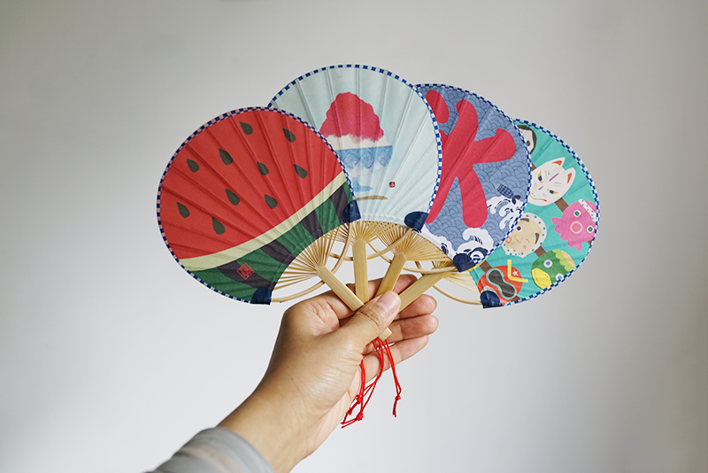Park house Japan tail single ~ 2 to fan cute mini children small fan paper fan cloth noodles and style fan summer