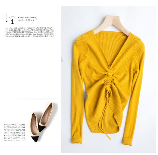 M812 mùa thu hai phụ nữ mặc áo len cổ chữ V thon gọn, mỏng manh áo khoác cardigan
