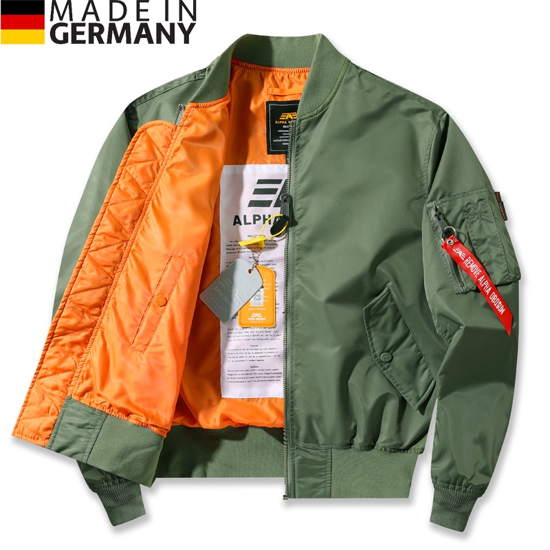 German Alpha Martin Trendy Brand Pilot Jacket Men's Coat Autumn and Winter Thickened Cotton Jacket Ma1 American Style Loose Fit