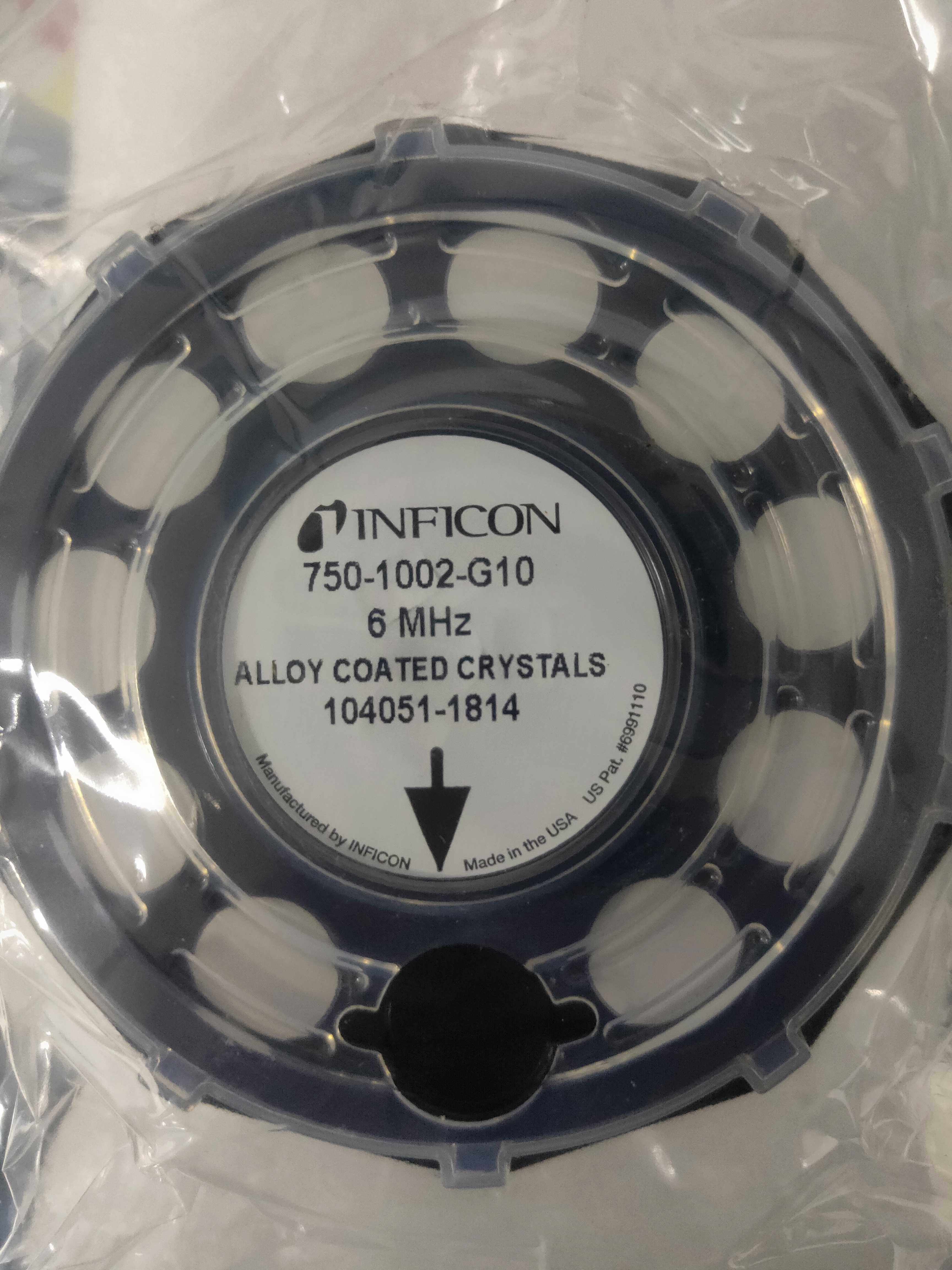 silver aluminum alloy crystal vibrating sheet silver plated crystal vibrating sheet 750-1002-G10 INFICON brand 6MHz 6 trillion