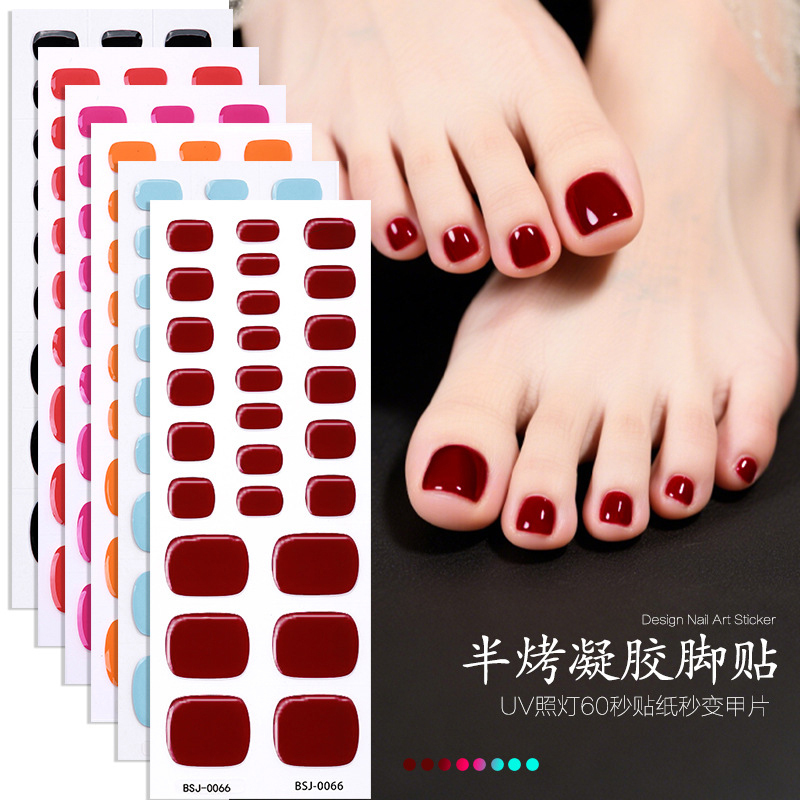 Angola Red Solid Color Whitening Onion Pink Toenail Stickers Semi-Cured Uv Gel Nail Stickers Waterproof Toenail Stickers Angola Red Solid Color Whitening Onion Pink Toenail Stickers Semi-Cured Uv Gel Nail Stickers Waterproof Toenail Stickers