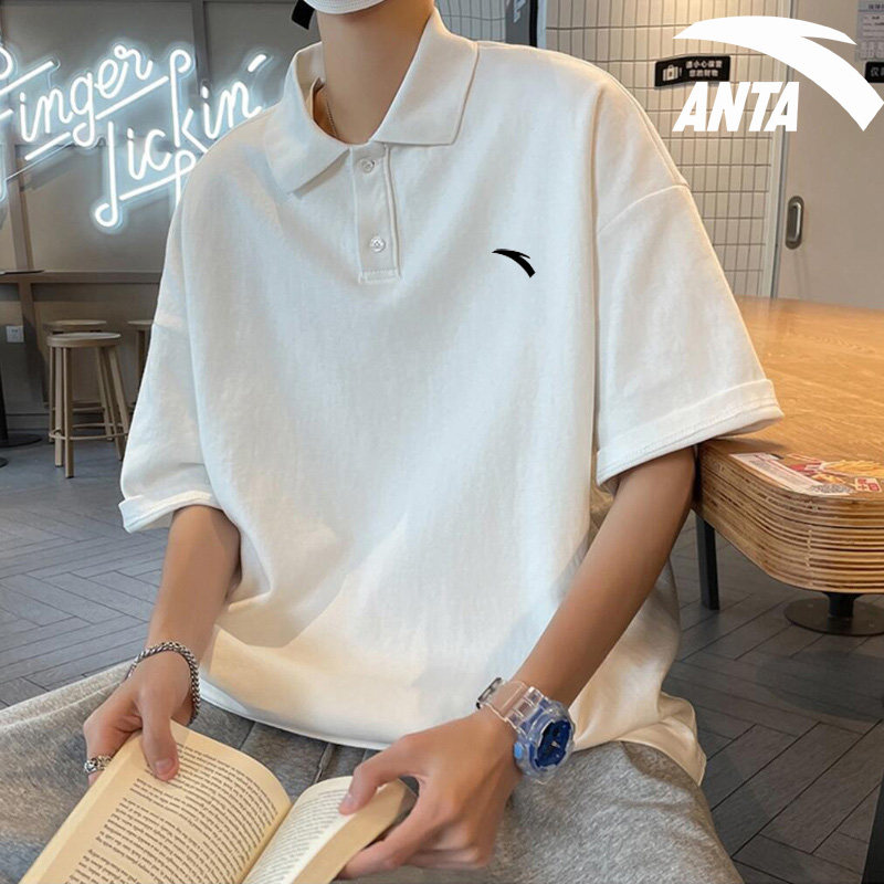 Ahn stepped up short sleeve T-shirt man 2022 Summer New Port Wind Ins comeback Ancient Tide Loot POLO Shirt white man