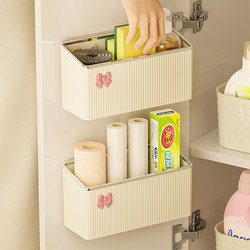 Kitchen Cabinet Door Inner Storage Box Wall-Mounted Garbage Bag Cling Film Cover Storage Artifact Multi-Functional Cabinet Storage Rack