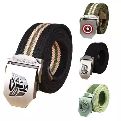 Boy Belt Transformers Middle School Boy Military Training Superman Canvas High School Children Belt Male Teenage Accessories