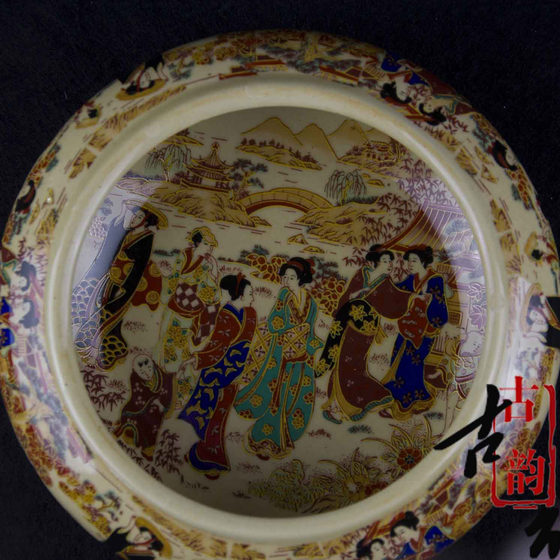 Special price Jingdezhen antique yellow glaze brush wash large and small calligraphy brush wash wash basin basin four treasures of study gift