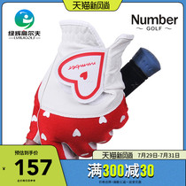 number golf gloves womens leaky finger gloves breathable non-slip golf hands PU gloves