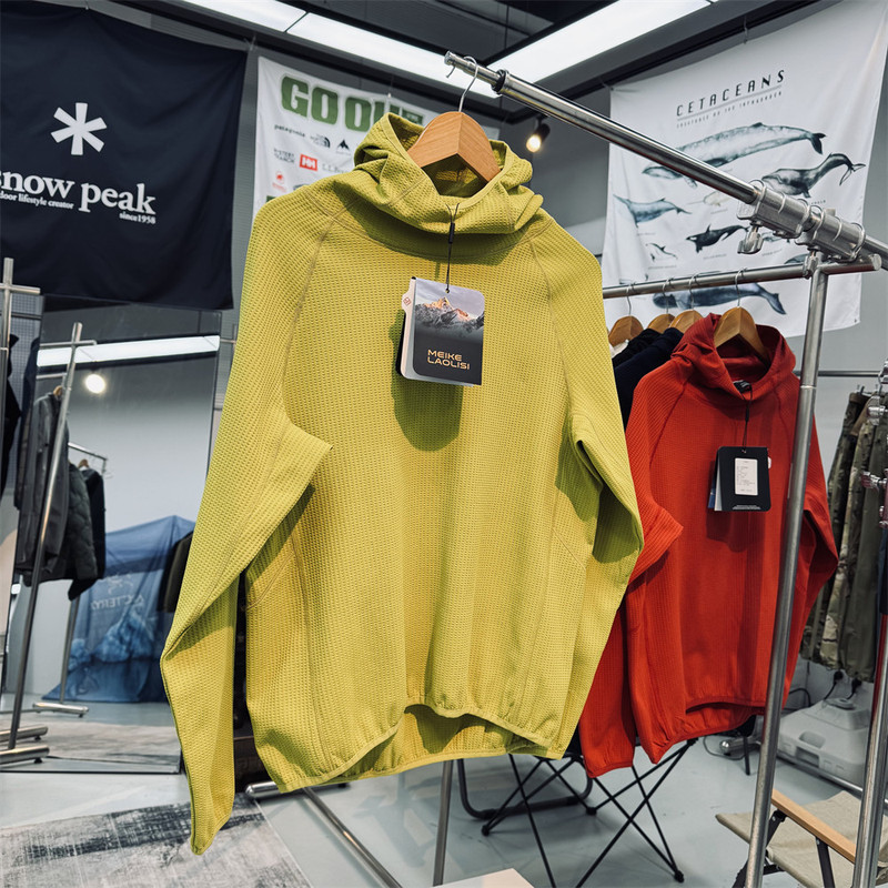 Ander Jurnal Waffle Quick-Drying Long-Sleeved T-Shirt for Men and Women, Breathable Quick-Drying Hooded Pullover Top