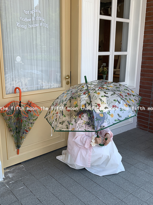 Thefifthmoon Romantic Full House Korean Drama Heroine Gentle Floral Transparent Umbrella Long Handle Umbrella