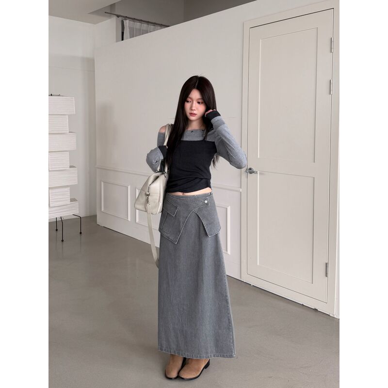 Early Autumn New Korean Style Detachable Denim Skirt for Women, This Year's Trendy Design Versatile A-Line Skirt