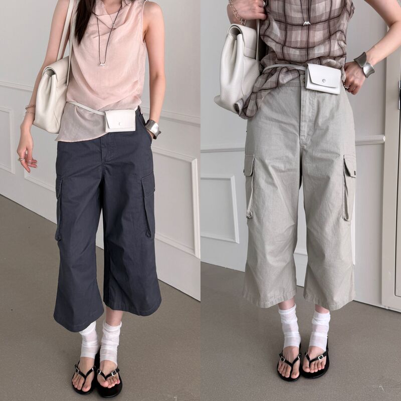 Foryou 2026 Summer New Korean Style Petite Wide-Leg Cropped Denim Pants for Women Versatile Thin Casual Pants Foryou 2026 Summer New Korean Style Petite Wide-Leg Cropped Denim Pants for Women Versatile Thin Casual Pants