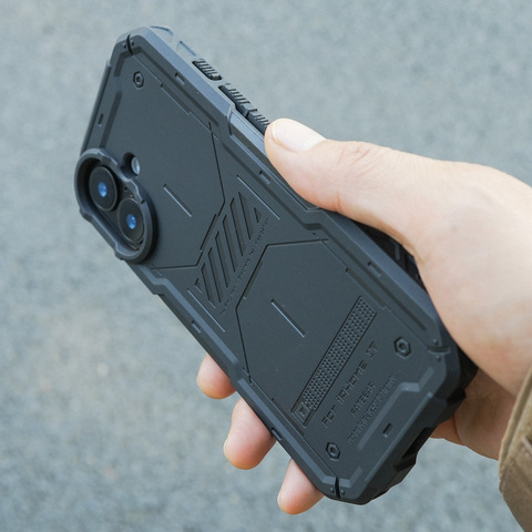 Black — FATBEAR 17 "Grey Man II" Magsafe : Tactical Heat Dissipation Bumper 17, 17 Air, 17 Pro, 17 Pro Max iPhone Case