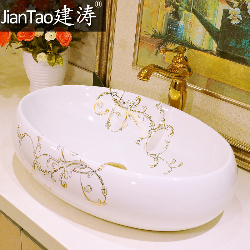 Lavabo decals on the basin more oval ceramic art basin toilet lavatory basin of household