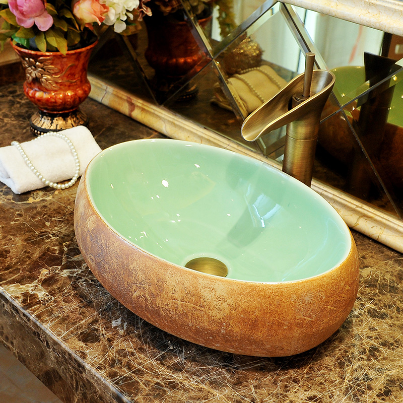 The elegant more oval ceramic art basin on The lavatory basin sink - archaize sapphire