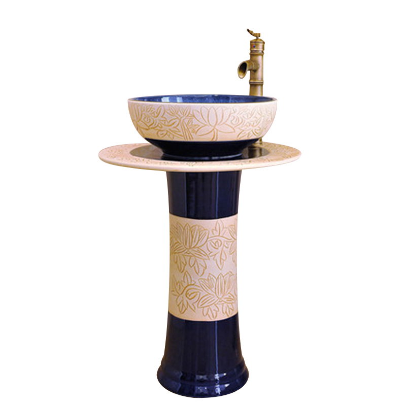 Basin of pillar type lavatory floor pillar integrated art Basin ceramic up toilet lavabo, lotus