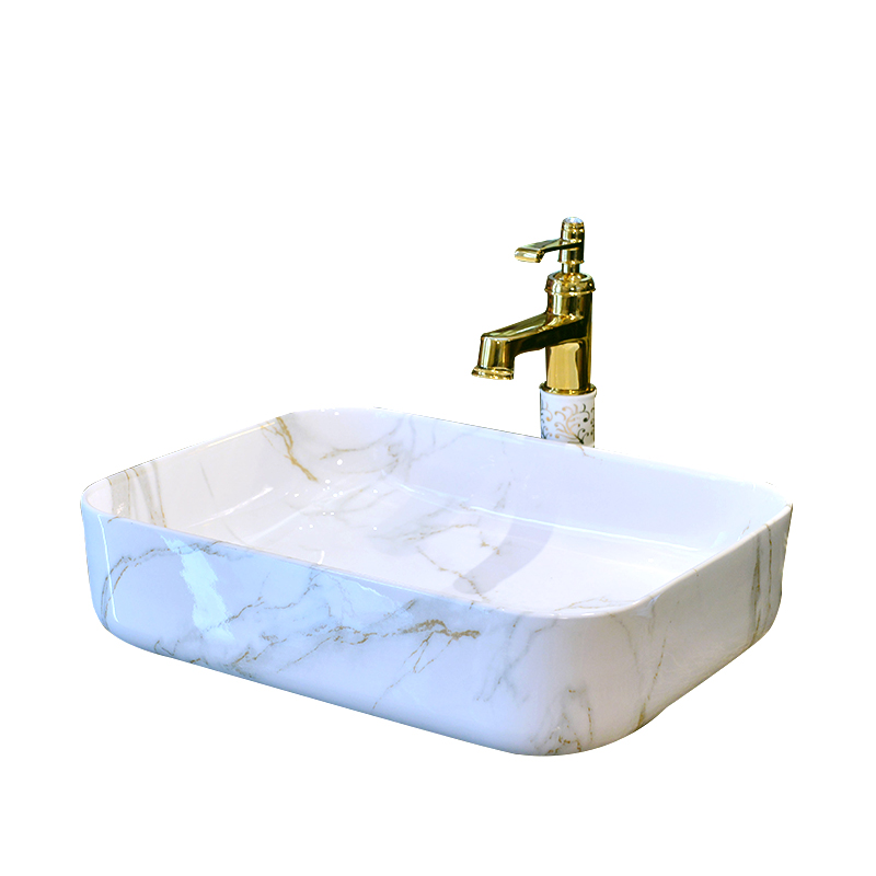 The stage basin ceramic art square simple imitation marble on The sink basin bathroom sink