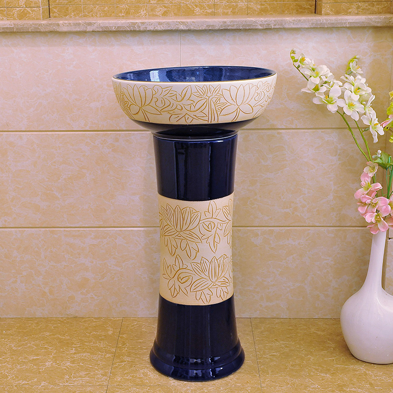 Basin of pillar type lavatory floor pillar integrated art Basin ceramic up toilet lavabo, lotus