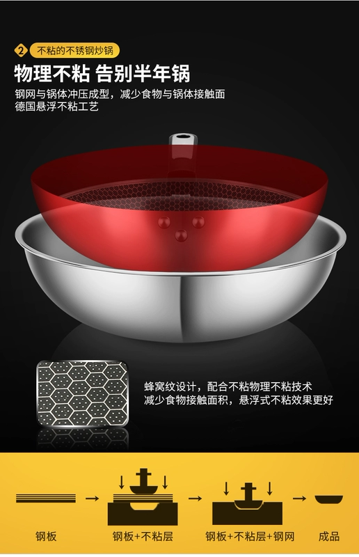 大 皇 304 chảo inox chảo chống dính hộ gia đình chảo cảm ứng phổ dụng chảo 32cm