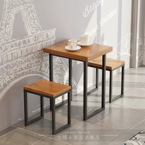 Простая твердая древесина для маленького квадратного настольного молока чай для питания десерт -магазин ресторан кофейня для закусочных с закусочными повседневными столами и комбинацией стула