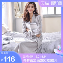 Lady Spring Autumn Lady Pajamas Pure Cotton Long Style Lace Pyjamas Sleeping Dressing Woman Full Cotton Thin bathing suit Home Sexy Bath gown