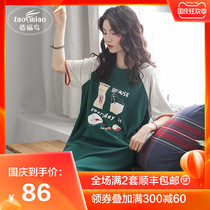 Nightdress summer thin womens short sleeve cotton sexy loose long knee cute princess style pajamas dress summer