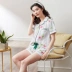 Bộ đồ ngủ phong cách Nhật Bản ngắn tay mùa hè của phụ nữ cotton Áo cardigan Nhật Bản phong cách Hàn Quốc hoa anh đào tươi mát phục vụ tại nhà lỏng lẻo và dễ thương - Bên ngoài ăn mặc Bên ngoài ăn mặc