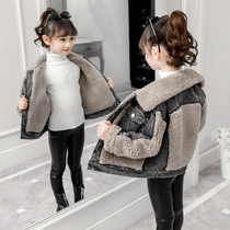 3 Childrens foreign style 4 autumn and winter clothes girls cotton coat 7 winter clothes 5 plus velvet thickened 6 denim short style 8 years old tide