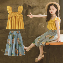 3 Children 4 girls dress 5 summer clothes 2021 new princess skirt children Korean version of foreign style 6 year old girl suit