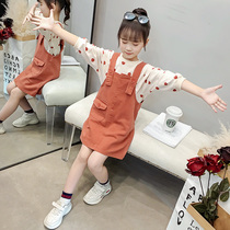 Net Red Girl autumn dress 2021 new foreign baby childrens strap dress little girl princess skirt