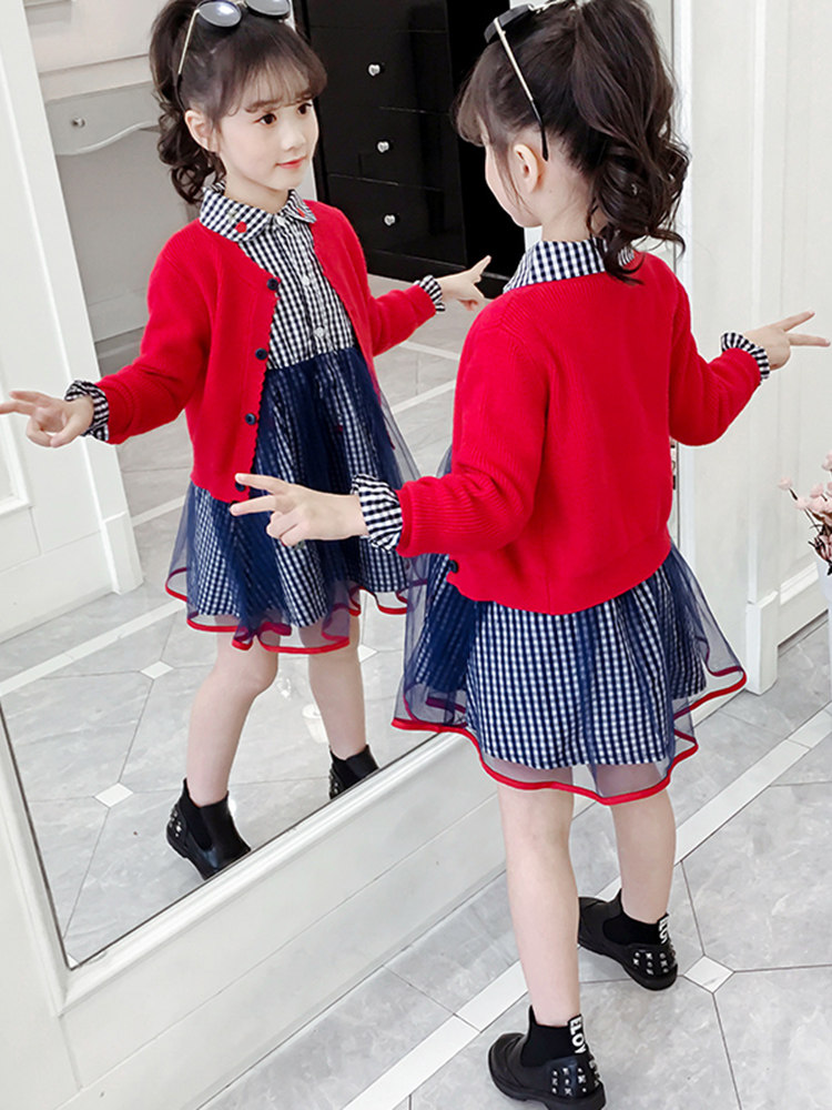 3 Children 4 Girls dress 5 spring and autumn 2021 new princess skirt child net red Ocean school 6-year-old girl suit