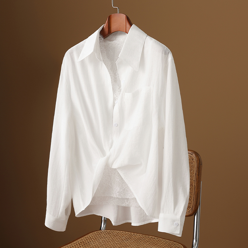 Tgz Design-Inspired Solid Color Lace Inner Layer with Irregular Pleated Shirt for Women, High-Quality Vest + Shirt Two-Piece Set