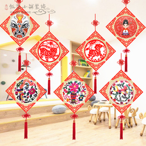  Kindergarten classroom corridor creative charm Chinese style traditional festival solar terms zodiac wall bamboo decoration