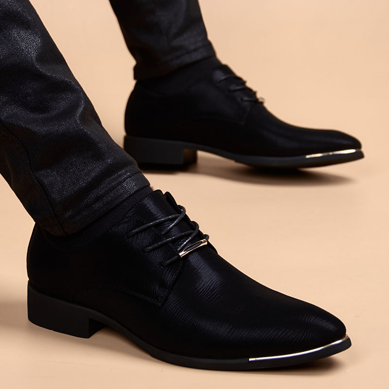 Tide brand leather shoes men's summer breathable British style casual fashion Korean version of the trend increase business formal men's cloth shoes