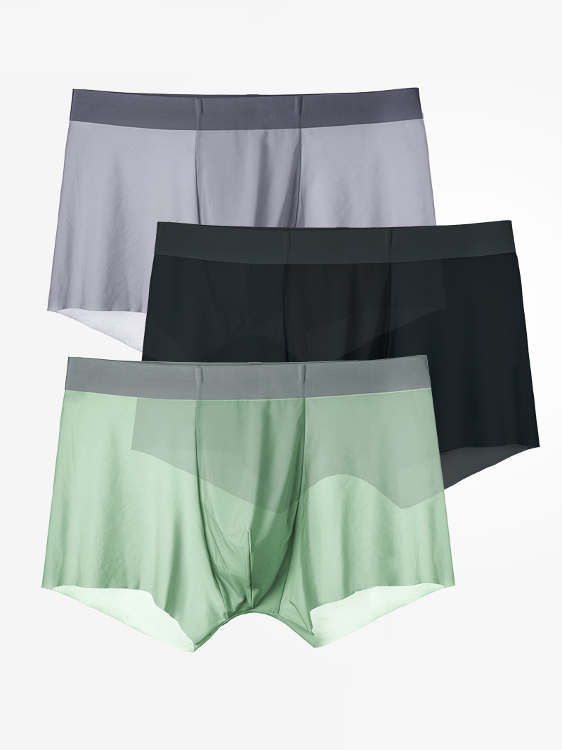 Tide brand underwear men's ice silk summer new pure cotton thin flat angle trend breathable incognito men's four corners shorts slits