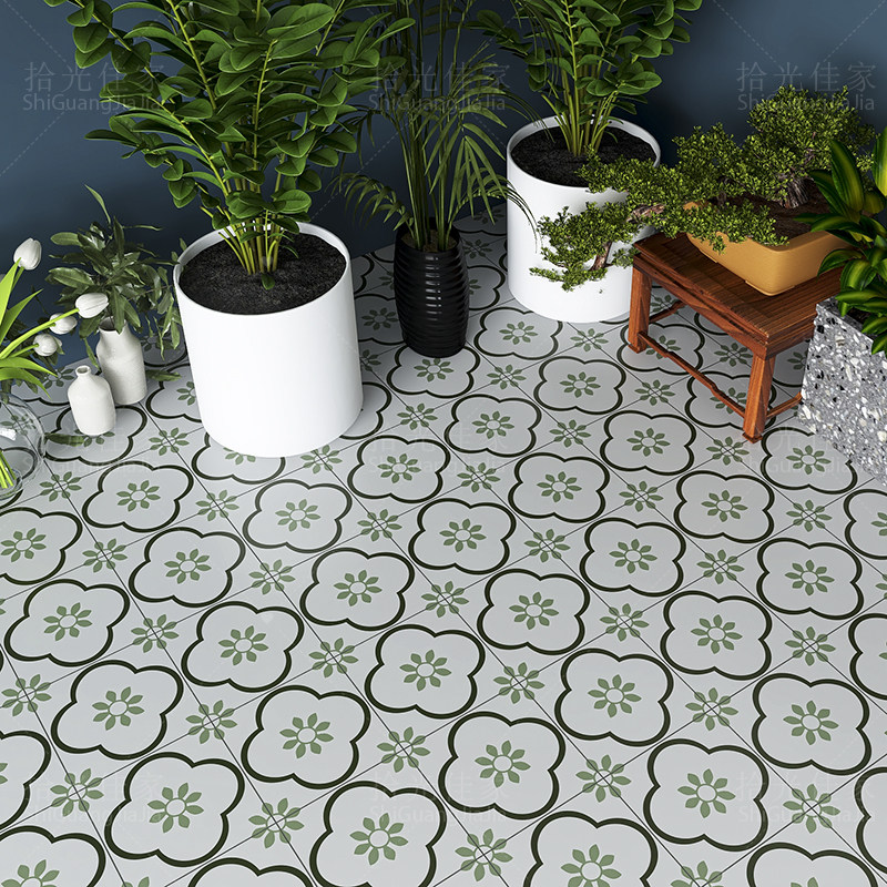 Light green tiles small fresh Nordic style kitchen bathroom bathroom flower tiles floor tiles wall mosaic tiles 20