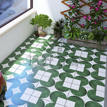 Dark green big mouth small flower brick B & B balcony retro Flower tile tile 200X200 garden sun room floor tile