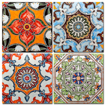 Balcony tile retro background wall tile color hand-painted mosaic tile 300x300 restaurant non-slip floor tile