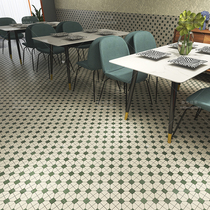 Hong Kong retro imitation mosaic tiles 300 Tea Restaurant non-slip floor tiles hot pot milk tea shop Hong Kong style Plaid wall tiles