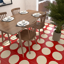 Big red round brick kindergarten restaurant half wall skirt tile childrens room homestay Net red matte floor tiles